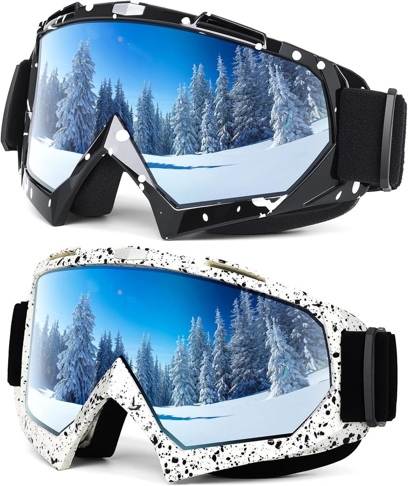 Braylin Adult Ski Goggles, 2-Pack Snowboard Goggles for Youth, Teens, Men & Women, Wide View Snowmobile Goggles - Image 1